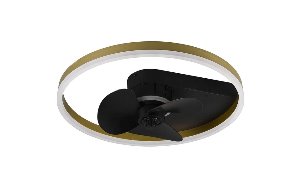 HLW LED LED Ceiling Light with Fan - Ceiling Fan - Trion Borkino - 30W - Adjustable Color - Remote Control - Dimmable - Round - Matte Black - Aluminum