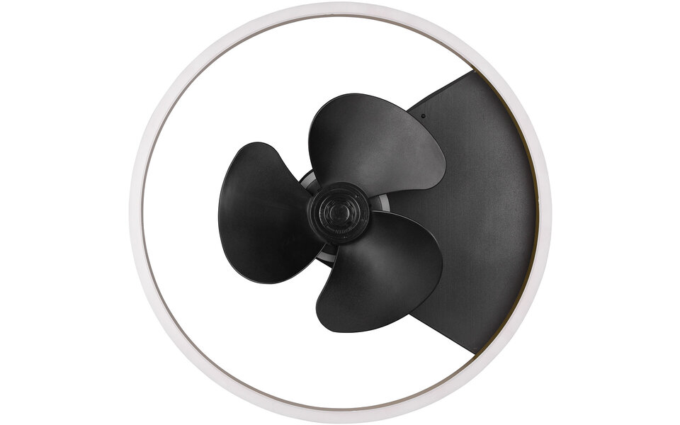 HLW LED LED Ceiling Light with Fan - Ceiling Fan - Trion Borkino - 30W - Adjustable Color - Remote Control - Dimmable - Round - Matte Black - Aluminum