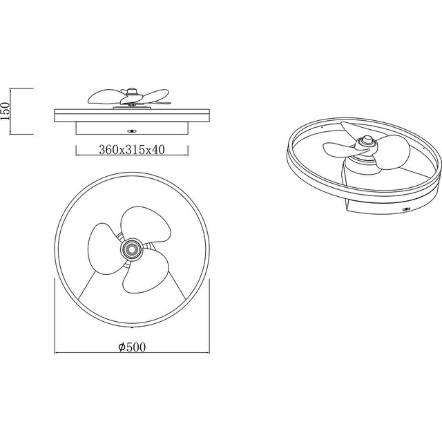 HLW LED LED Ceiling Light with Fan - Ceiling Fan - Trion Borkino - 30W - Adjustable Color - Remote Control - Dimmable - Round - Matte Black - Aluminum