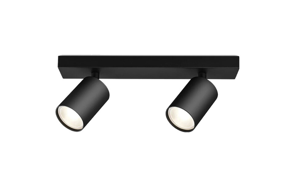 HLW LED LED Ceiling Spotlight - Brinton Betin - GU10 Fitting - 2-light - Round - Matte Black - Tiltable - Aluminum - Philips - CorePro 827 36D - Dimmable - 8W - Warm White 2700K