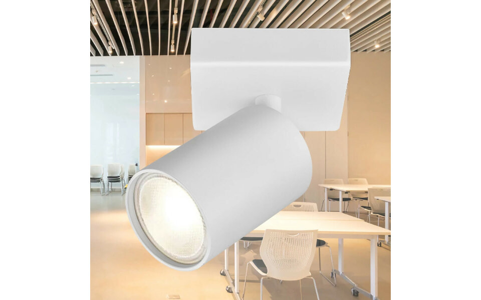 HLW LED LED Plafondspot - Brinton Betin - GU10 Fitting - 1-lichts - Rond - Mat Wit - Kantelbaar - Aluminium - Philips - CorePro 830 36D - Dimbaar - 5W - Warm Wit 3000K