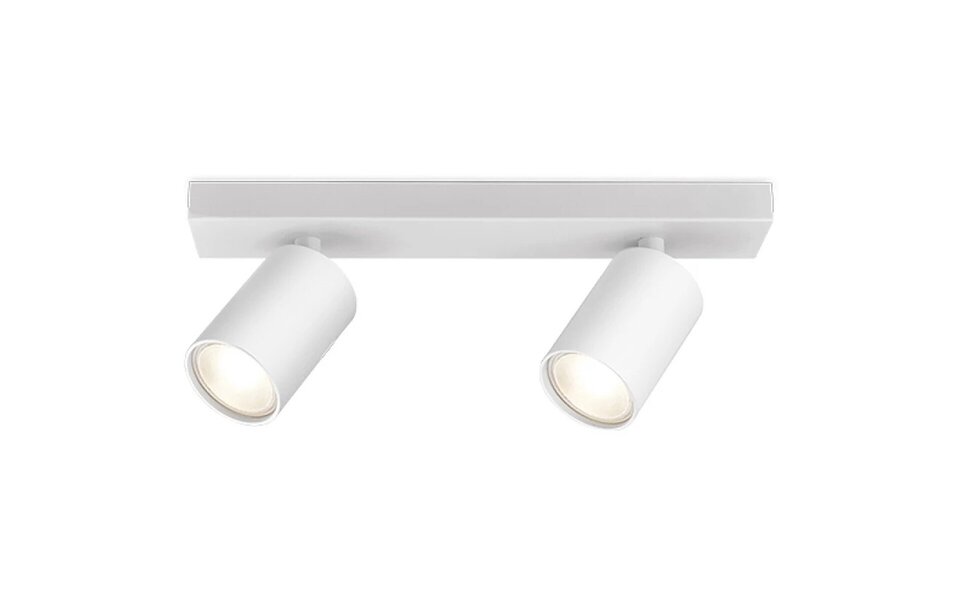 HLW LED LED Plafondspot - Brinton Betin - GU10 Fitting - 2-lichts - Rond - Mat Wit - Kantelbaar - Aluminium - Philips - CorePro 827 36D - Dimbaar - 8W - Warm Wit 2700K