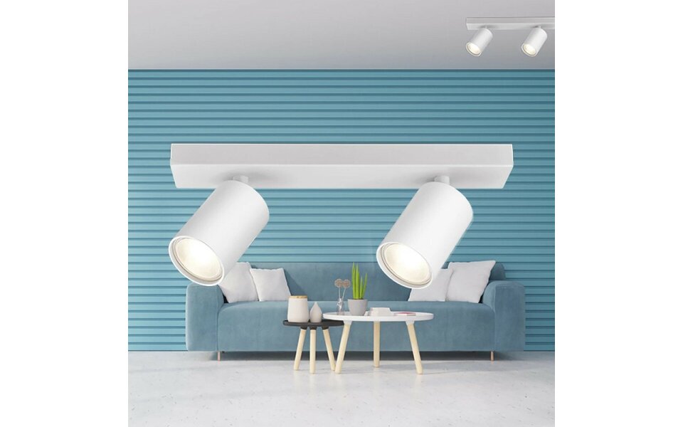 HLW LED LED Ceiling Spotlight - Brinton Betin - GU10 Fitting - 2-light - Round - Matt White - Tiltable - Aluminum - Philips - CorePro 827 36D - 9.2W - Warm White 2700K