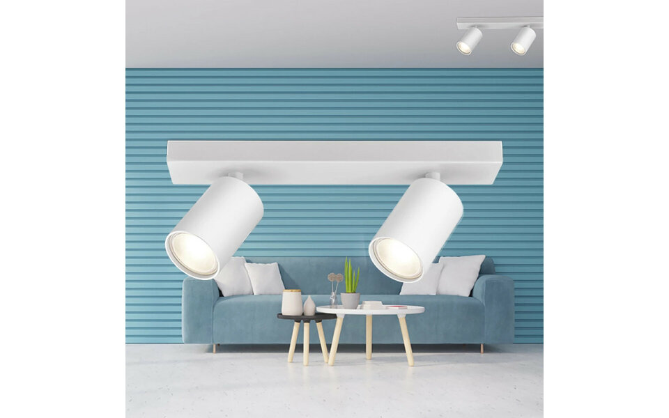 HLW LED LED Plafondspot - Brinton Betin - GU10 Fitting - 2-lichts - Rond - Mat Wit - Kantelbaar - Aluminium - Philips - CorePro 830 36D - Dimbaar - 10W - Warm Wit 3000K