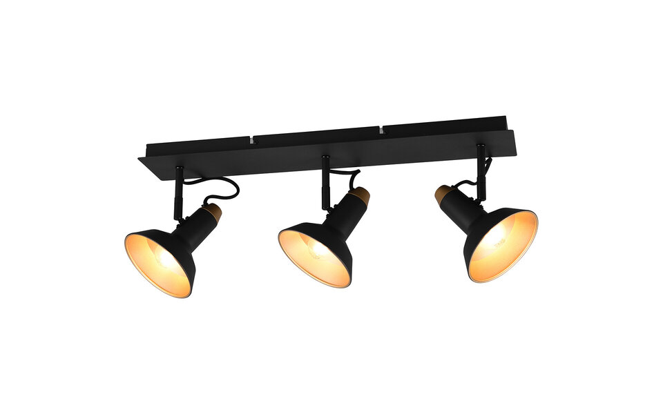 HLW LED LED Plafondspot - Trion Rollo - E14 Fitting - 3-lichts - Rechthoek - Mat Zwart - Aluminium