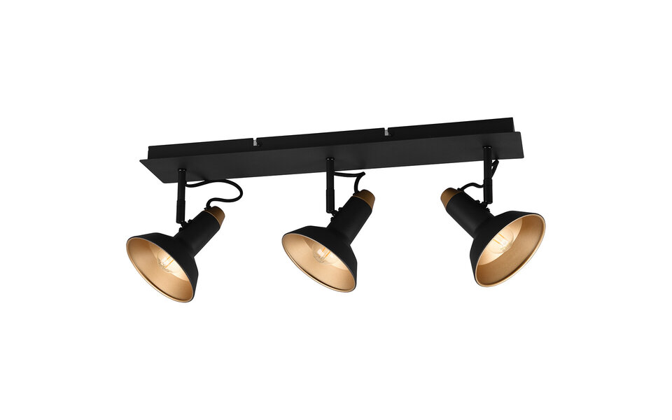 HLW LED LED Ceiling Spotlight - Trion Rollo - E14 Fitting - 3 Lights - Rectangular - Matte Black - Aluminum