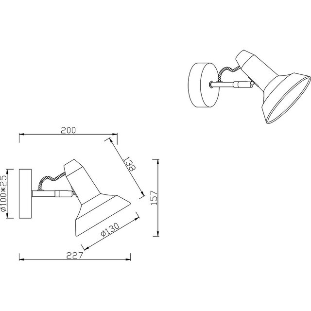 HLW LED LED Wall Spotlight - Trion Rollo - E14 Fitting - 1-light - Round - Matt White - Aluminum