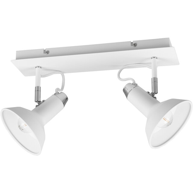 Mat witte LED plafondspot met 2 verstelbare E14 fittingen en warm wit licht tot 10W