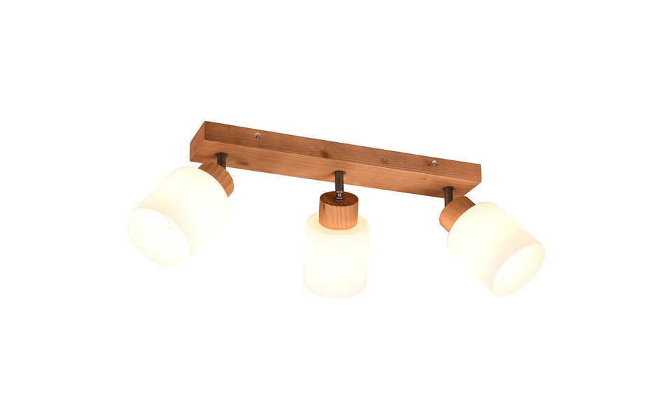 HLW LED LED Ceiling Spotlight - Ceiling Lighting - Trion Asmara - E14 Fitting - 3 Lights - Rectangular - Matte Brown - Wood
