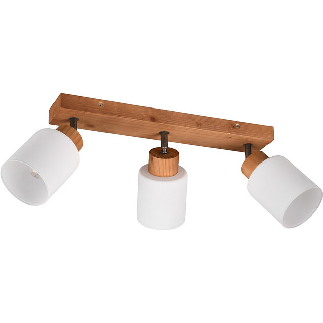 HLW LED LED Ceiling Spotlight - Ceiling Lighting - Trion Asmara - E14 Fitting - 3 Lights - Rectangular - Matte Brown - Wood