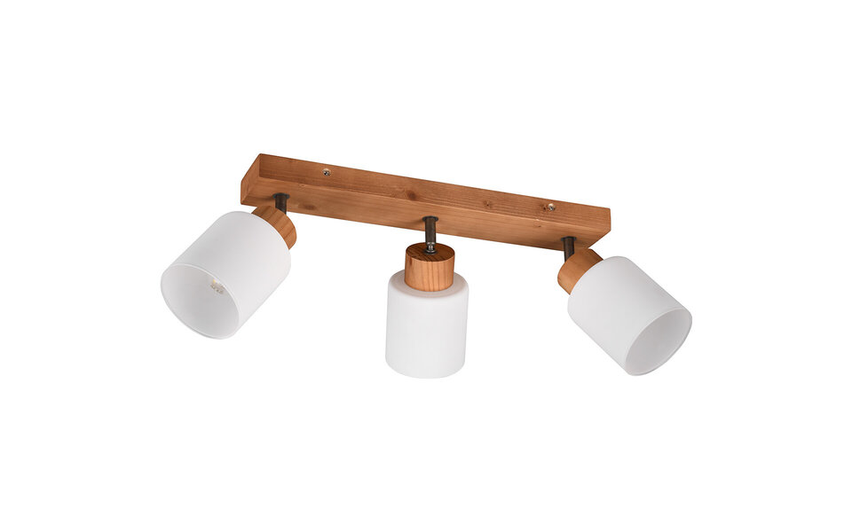 HLW LED LED Ceiling Spotlight - Ceiling Lighting - Trion Asmara - E14 Fitting - 3 Lights - Rectangular - Matte Brown - Wood