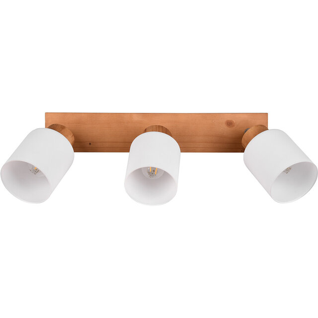 HLW LED LED Ceiling Spotlight - Ceiling Lighting - Trion Asmara - E14 Fitting - 3 Lights - Rectangular - Matte Brown - Wood