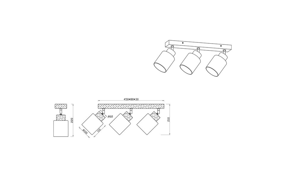 HLW LED LED Ceiling Spotlight - Ceiling Lighting - Trion Asmara - E14 Fitting - 3 Lights - Rectangular - Matte Brown - Wood