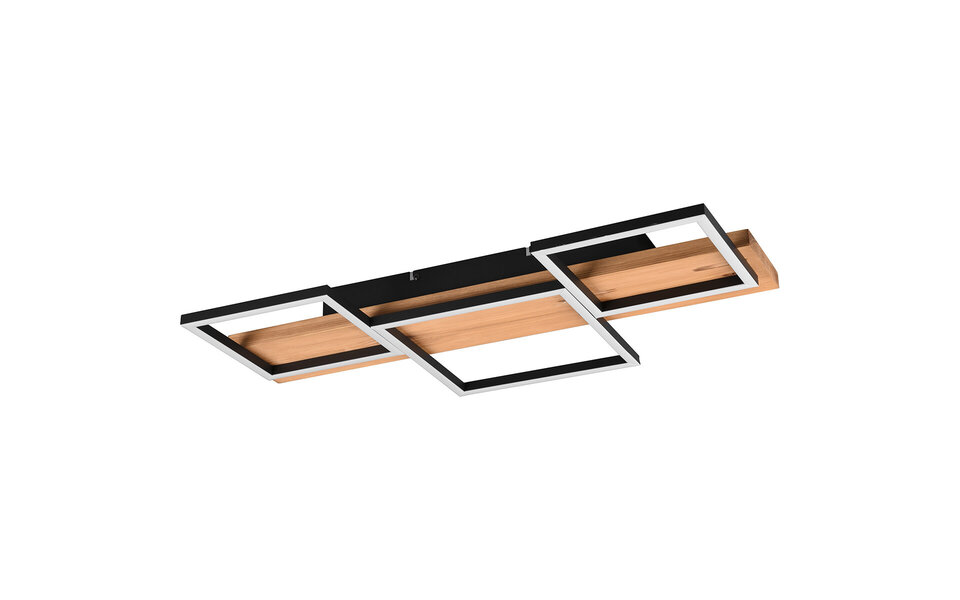 HLW LED LED Ceiling Lamp - Ceiling Lighting - Trion Harla - 30W - Warm White 3000K - Dimmable - Rectangle - Matte Black - Aluminum