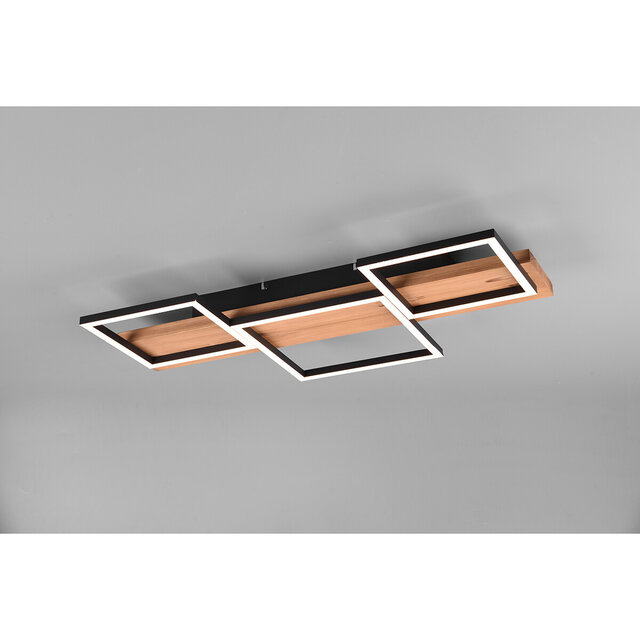 HLW LED LED Ceiling Lamp - Ceiling Lighting - Trion Harla - 30W - Warm White 3000K - Dimmable - Rectangle - Matte Black - Aluminum