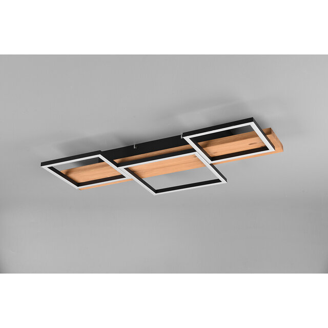 HLW LED LED Ceiling Lamp - Ceiling Lighting - Trion Harla - 30W - Warm White 3000K - Dimmable - Rectangle - Matte Black - Aluminum