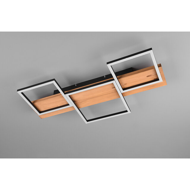 HLW LED LED Ceiling Lamp - Ceiling Lighting - Trion Harla - 30W - Warm White 3000K - Dimmable - Rectangle - Matte Black - Aluminum