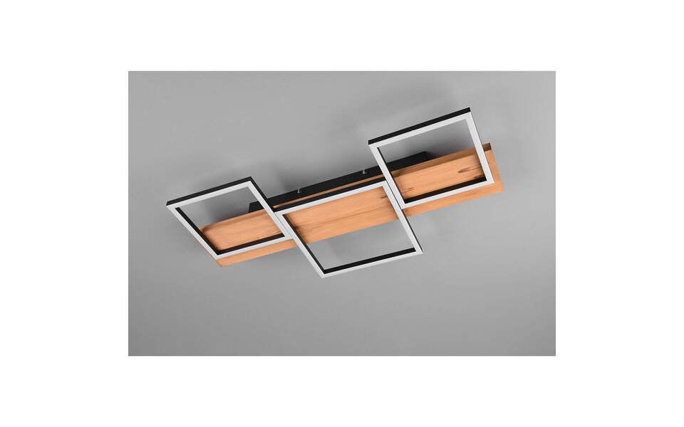 HLW LED LED Ceiling Lamp - Ceiling Lighting - Trion Harla - 30W - Warm White 3000K - Dimmable - Rectangle - Matte Black - Aluminum
