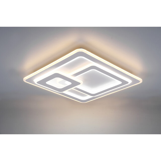 HLW LED LED Ceiling Light - Ceiling Lighting - Trion Mirna - 76W - Adjustable Color - Remote Control - Dimmable - Square - Matte White - Aluminum
