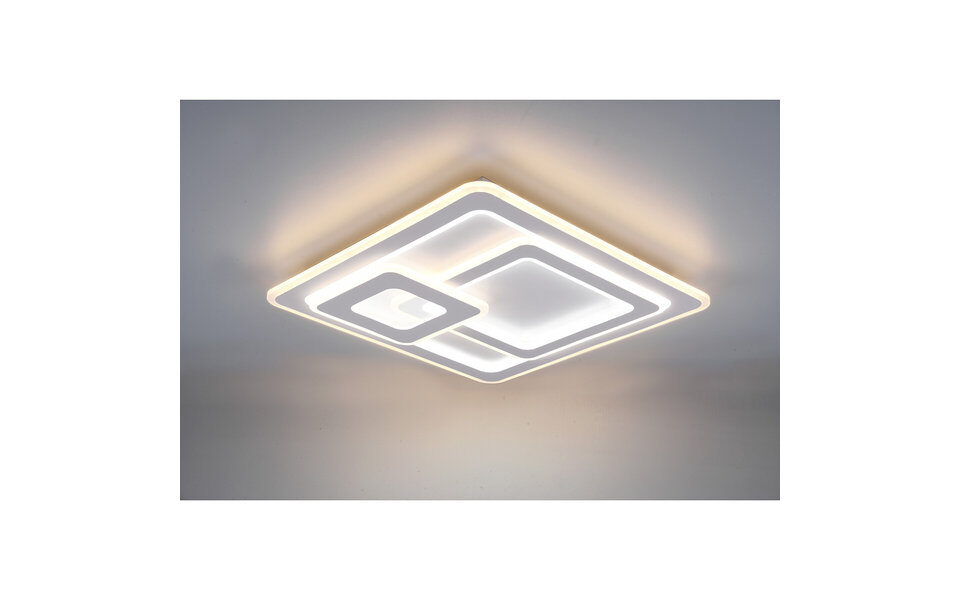 HLW LED LED Ceiling Light - Ceiling Lighting - Trion Mirna - 76W - Adjustable Color - Remote Control - Dimmable - Square - Matte White - Aluminum