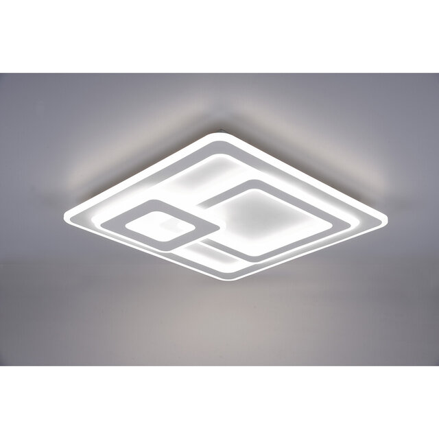HLW LED LED Plafondlamp - Plafondverlichting - Trion Mirna - 76W - Aanpasbare Kleur - Afstandsbediening - Dimbaar - Vierkant - Mat Wit - Aluminium