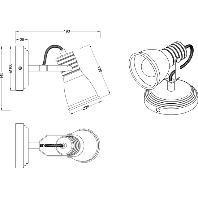 HLW LED LED Wall Spotlight - Wall Lighting - Trion Sanita - E14 Fitting - 1-light - Round - Antique White - Aluminum