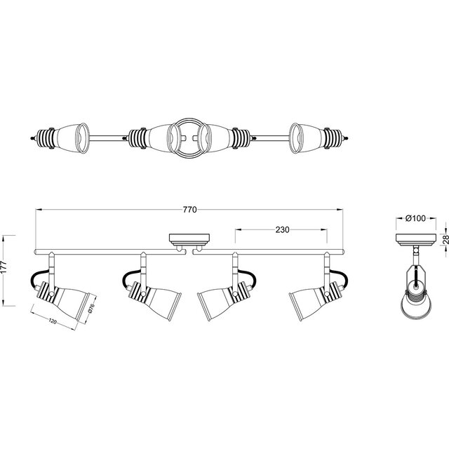 HLW LED LED Plafondspot - Plafondverlichting - Trion Sanita - E14 Fitting - 4-lichts - Rechthoek - Antiek Wit - Aluminium