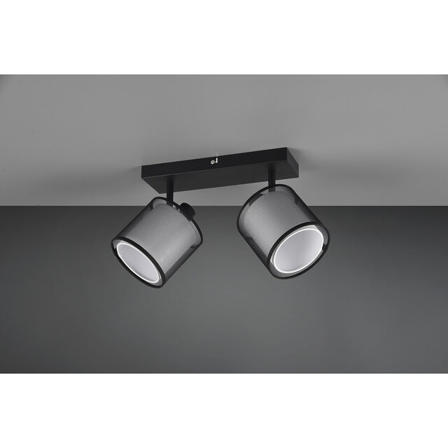 HLW LED LED Plafondspot - Plafondverlichting - Trion Bidon - E14 Fitting - 2-lichts - Rechthoek - Mat Zwart - Aluminium