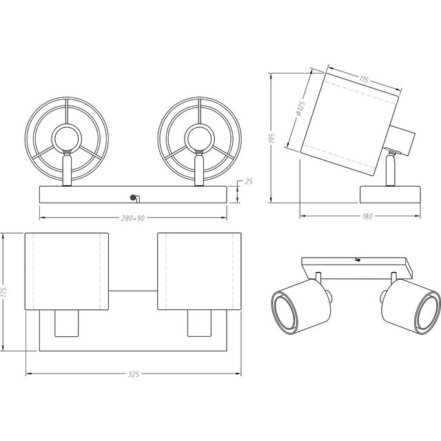 HLW LED LED Ceiling Spotlight - Ceiling Lighting - Trion Bidon - E14 Fitting - 2-light - Rectangular - Matte Black - Aluminum HLW LED LED Ceiling Spotlight - Ceiling Lighting - Trion Bidon - E14 Fitting - 2-light - Rectangular - Matte Black - Aluminum