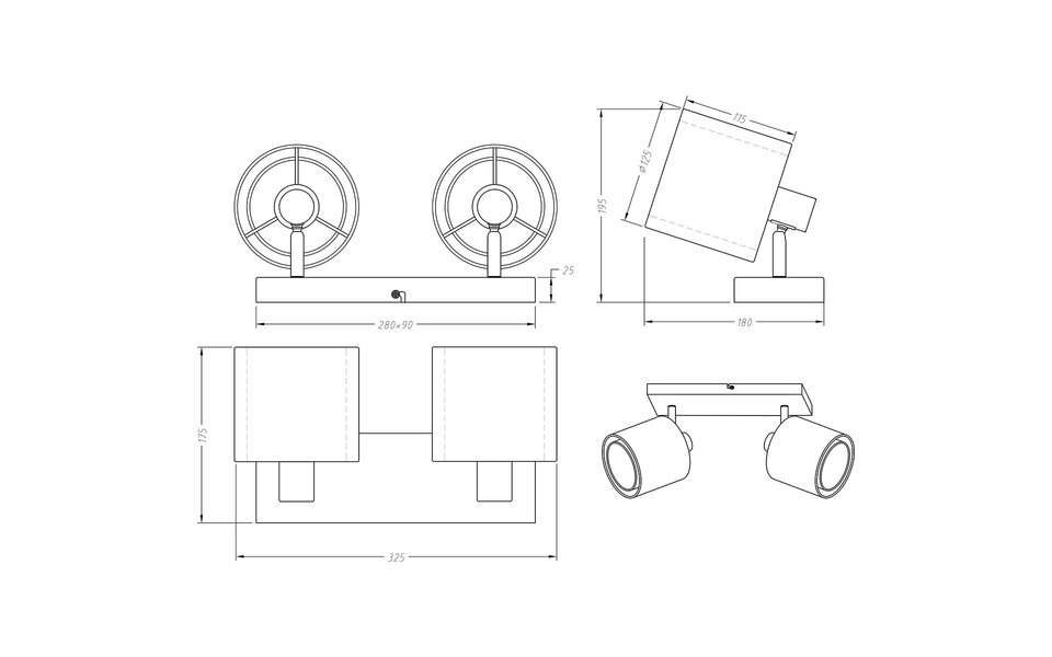 HLW LED LED Ceiling Spotlight - Ceiling Lighting - Trion Bidon - E14 Fitting - 2-light - Rectangular - Matte Black - Aluminum HLW LED LED Ceiling Spotlight - Ceiling Lighting - Trion Bidon - E14 Fitting - 2-light - Rectangular - Matte Black - Aluminum