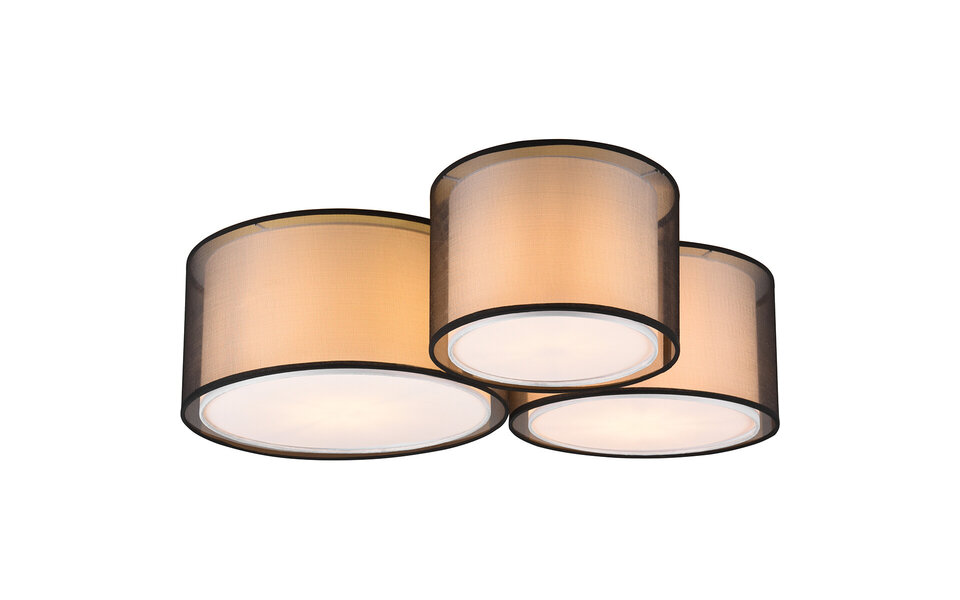 HLW LED LED Ceiling Lamp - Ceiling Lighting - Trion Bidon - E27 Fitting - 3-light - Round - Matte Black - Aluminum HLW LED LED Ceiling Lamp - Ceiling Lighting - Trion Bidon - E27 Fitting - 3-light - Round - Matte Black - Aluminum