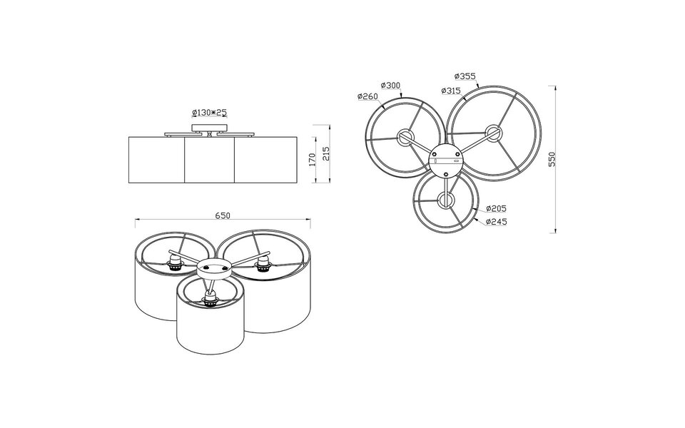 HLW LED LED Ceiling Lamp - Ceiling Lighting - Trion Bidon - E27 Fitting - 3-light - Round - Matte Black - Aluminum HLW LED LED Ceiling Lamp - Ceiling Lighting - Trion Bidon - E27 Fitting - 3-light - Round - Matte Black - Aluminum