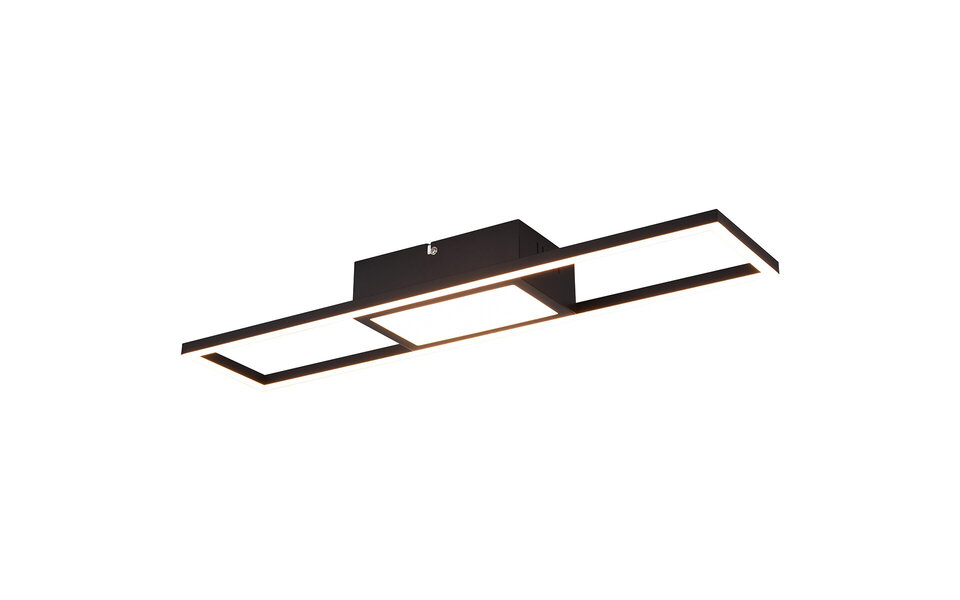 HLW LED LED Ceiling Lamp - Ceiling Lighting - Trion Riyaz - 22W - Adjustable Color - Remote Control - Dimmable - Rectangular - Matte Black - Aluminum