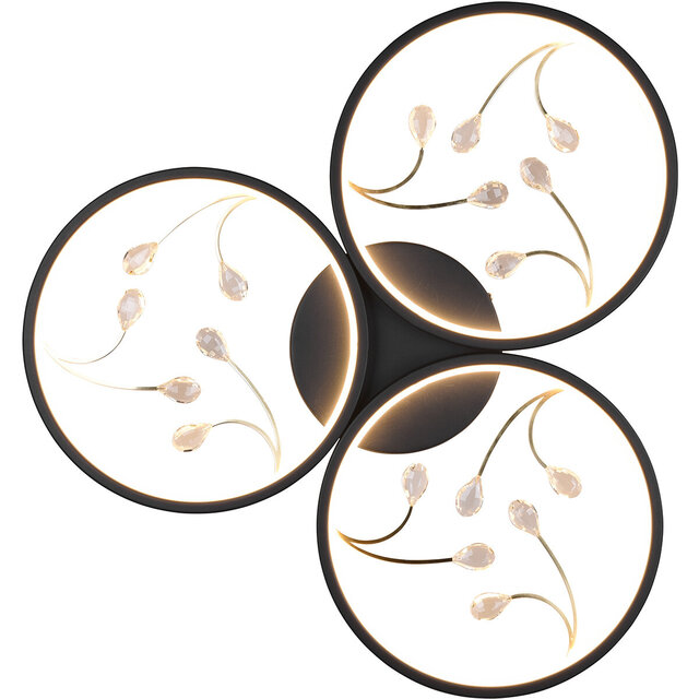 ronde mat zwarte LED plafondlamp 30W dimbaar met 3600 lumen en 3500K neutraal wit licht