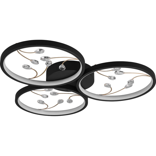 HLW LED LED Plafondlamp - Plafondverlichting - Trion Moovy - 30W - Warm Wit 3000K - Dimbaar - Rond - Mat Zwart - Aluminium