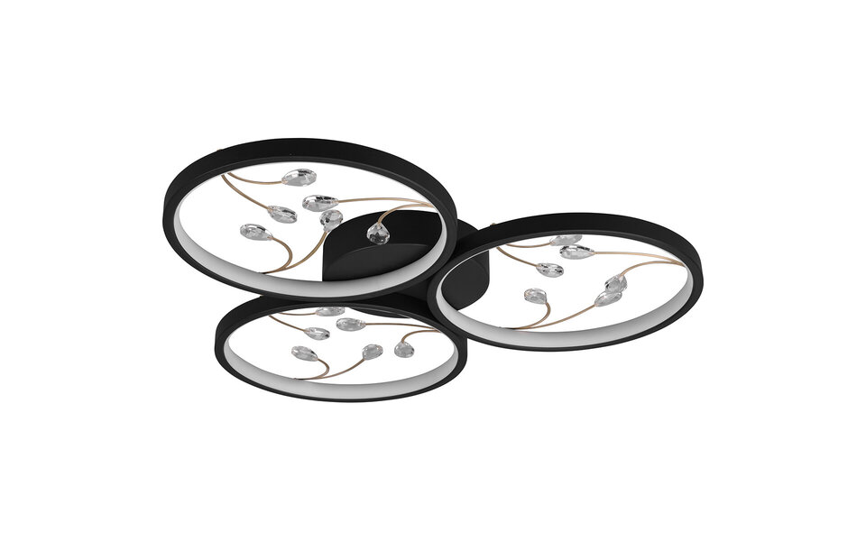 HLW LED LED Plafondlamp - Plafondverlichting - Trion Moovy - 30W - Warm Wit 3000K - Dimbaar - Rond - Mat Zwart - Aluminium