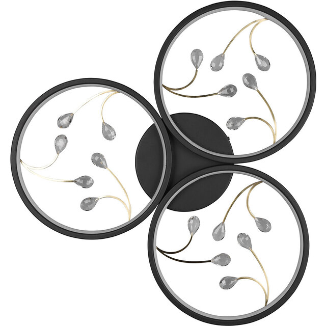 HLW LED LED Plafondlamp - Plafondverlichting - Trion Moovy - 30W - Warm Wit 3000K - Dimbaar - Rond - Mat Zwart - Aluminium