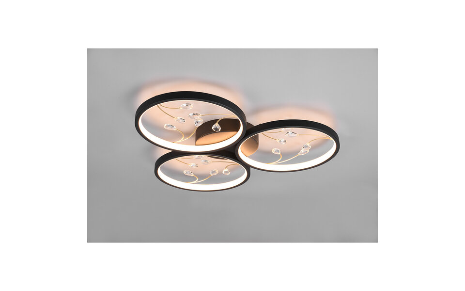 HLW LED LED Ceiling Light - Ceiling Lighting - Trion Moovy - 30W - Warm White 3000K - Dimmable - Round - Matte Black - Aluminum