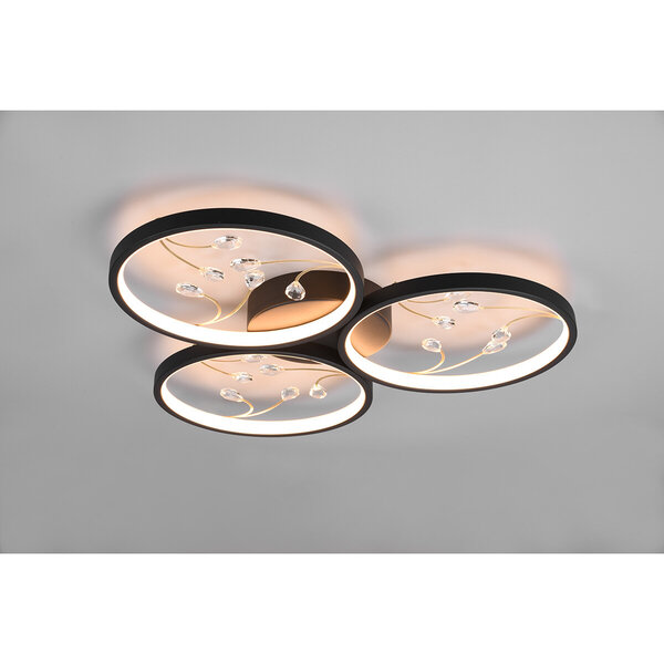 HLW LED LED Plafondlamp - Plafondverlichting - Trion Moovy - 30W - Warm Wit 3000K - Dimbaar - Rond - Mat Zwart - Aluminium HLW LED LED Plafondlamp - Plafondverlichting - Trion Moovy - 30W - Warm Wit 3000K - Dimbaar - Rond - Mat Zwart - Aluminium