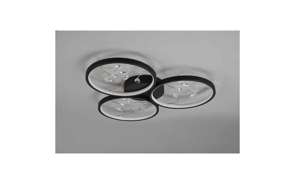 HLW LED LED Plafondlamp - Plafondverlichting - Trion Moovy - 30W - Warm Wit 3000K - Dimbaar - Rond - Mat Zwart - Aluminium