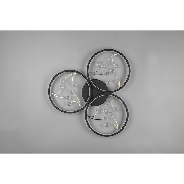 HLW LED LED Ceiling Light - Ceiling Lighting - Trion Moovy - 30W - Warm White 3000K - Dimmable - Round - Matte Black - Aluminum
