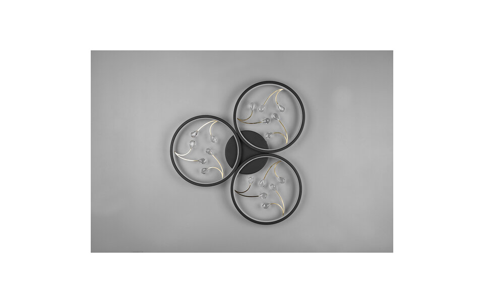 HLW LED LED Plafondlamp - Plafondverlichting - Trion Moovy - 30W - Warm Wit 3000K - Dimbaar - Rond - Mat Zwart - Aluminium