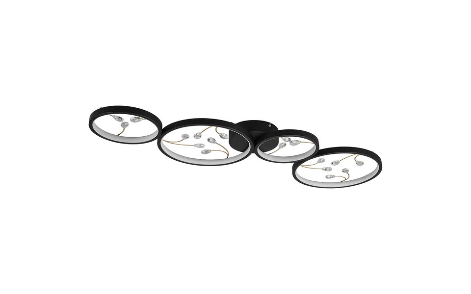 HLW LED LED Plafondlamp - Plafondverlichting - Trion Moovy - 37W - Warm Wit 3000K - Dimbaar - Rechthoek - Mat Zwart - Aluminium