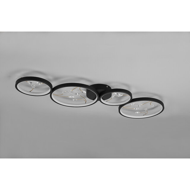 HLW LED LED Plafondlamp - Plafondverlichting - Trion Moovy - 37W - Warm Wit 3000K - Dimbaar - Rechthoek - Mat Zwart - Aluminium