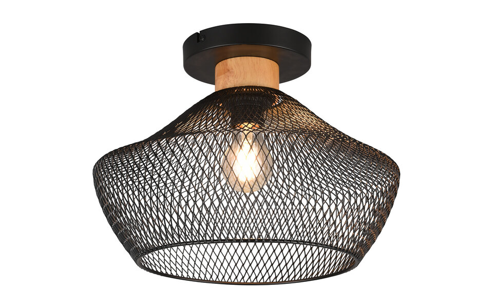 HLW LED LED Plafondlamp - Plafondverlichting - Trion Jenna - E27 Fitting - Rond - Mat Zwart - Aluminium