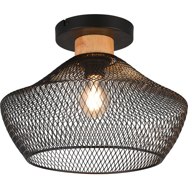 HLW LED LED Plafondlamp - Plafondverlichting - Trion Jenna - E27 Fitting - Rond - Mat Zwart - Aluminium HLW LED LED Plafondlamp - Plafondverlichting - Trion Jenna - E27 Fitting - Rond - Mat Zwart - Aluminium