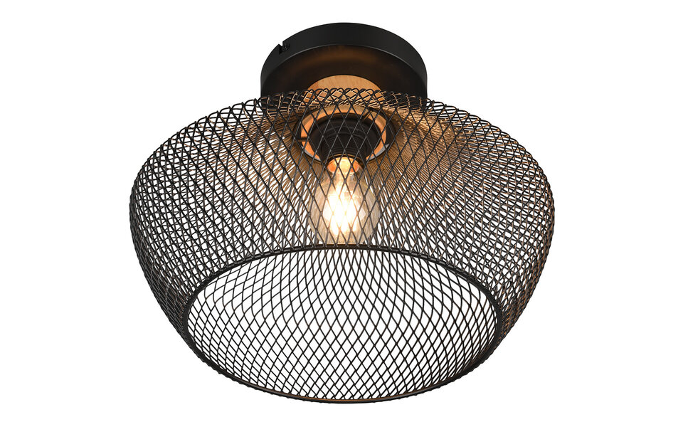 HLW LED LED Plafondlamp - Plafondverlichting - Trion Jenna - E27 Fitting - Rond - Mat Zwart - Aluminium