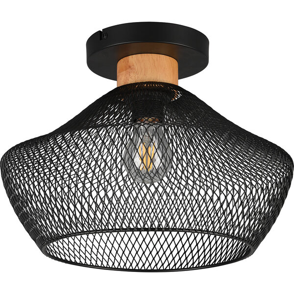 HLW LED LED Plafondlamp - Plafondverlichting - Trion Jenna - E27 Fitting - Rond - Mat Zwart - Aluminium HLW LED LED Plafondlamp - Plafondverlichting - Trion Jenna - E27 Fitting - Rond - Mat Zwart - Aluminium