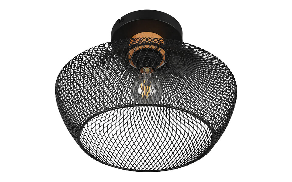 HLW LED LED Ceiling Lamp - Ceiling Lighting - Trion Jenna - E27 Fitting - Round - Matte Black - Aluminum