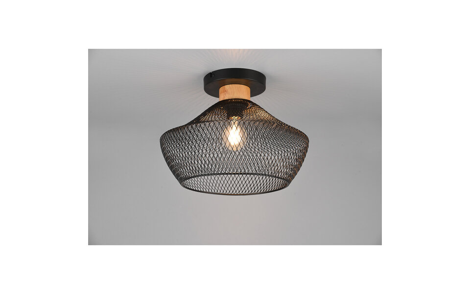 HLW LED LED Ceiling Lamp - Ceiling Lighting - Trion Jenna - E27 Fitting - Round - Matte Black - Aluminum